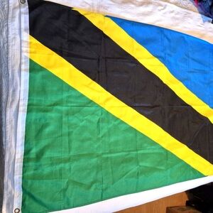 Flag of Tanzania with grommets 35 1/2" x 60  1/2 EUC